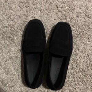 Womens Black Loafers (suede feel)